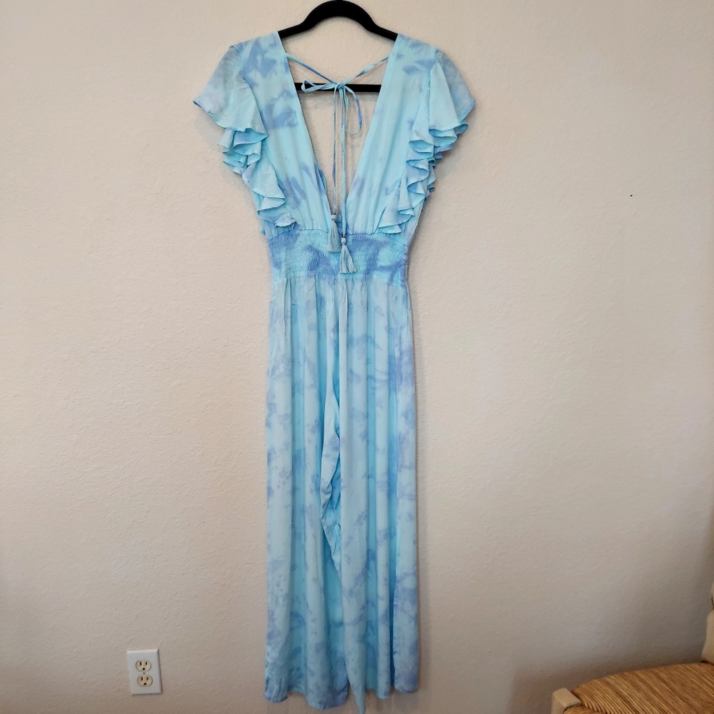 NWT Tiare Hawaii V Neck Blue & Lavender Tie Dye Beach Cover up Size 6 - Picture 4 of 17